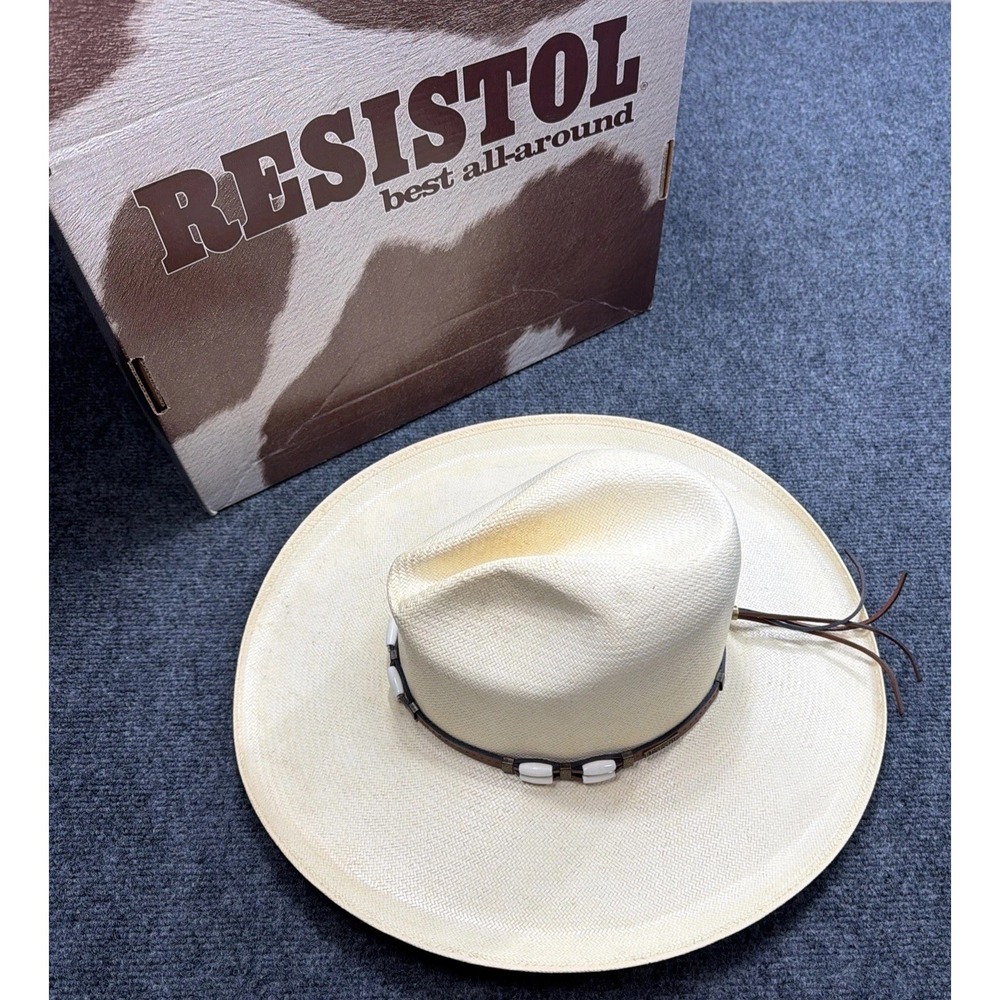 RESISTOL Cowboy Hat Straw Pinch Crown Made In Texas USA INCLUDES ORIGINAL BOX!!
